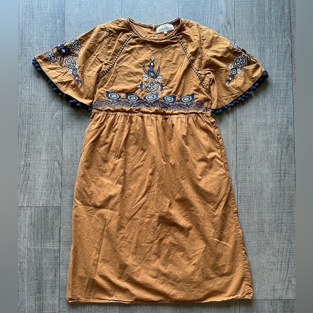 Camel midi babydoll style dress with pockets size M